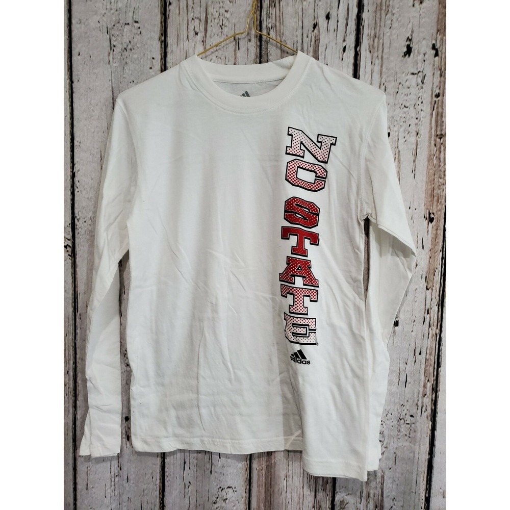 Adidas Youth Medium 10/12 NC State Wolfpack 2-in-1 Long Sleeve T-Shirt Shirts - Picture 4 of 6